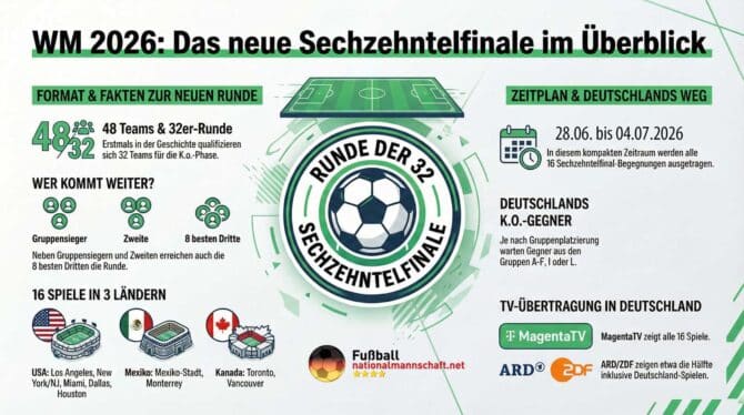 WM 2026 Sechzehntelfinale - Spielplan, Termine, Anstoßzeiten