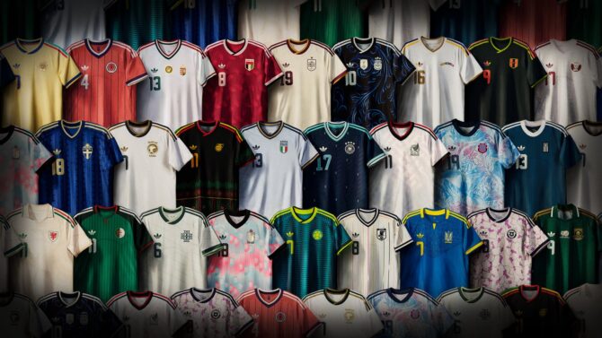 Alle adidas Originals Trikots für die WM 2026 im Querformat – die Auswärttrikots aller von adidas ausgerüsteten Nationalmannschaften auf einen Blick.