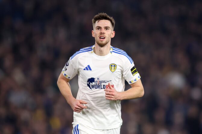 Anton Stach von Leeds United beim Premier-League-Spiel zwischen Leeds United und Brentford im Elland Road am 21. März 2026 in Leeds. George Wood / Getty Images