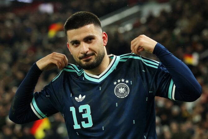 Deniz Undav feiert seinen Treffer zum 2:0 für Deutschland im Länderspiel gegen Ghana in der MHPArena in Stuttgart am 30. März 2026. Alexander Hassenstein / Getty Images