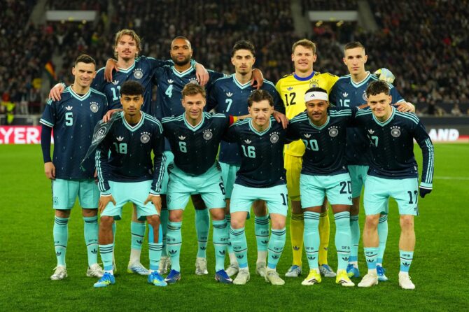 Die deutsche Nationalmannschaft beim Mannschaftsfoto vor dem Länderspiel gegen Ghana in der MHPArena in Stuttgart am 30. März 2026. Sona Maleterova / Getty Images