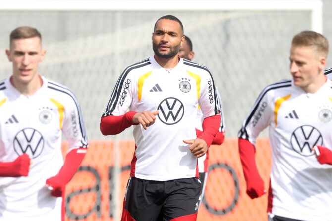 Jonathan Tah beim DFB-Nationalmannschaftstraining am adidas Homeground in Herzogenaurach am 25. März 2026. Alexander Hassenstein / Getty Images