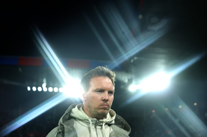Mit einem Stareffektfilter aufgenommen: Bundestrainer Julian Nagelsmann vor dem Freundschaftsspiel zwischen der Schweiz und Deutschland am 27. März 2026 im St. Jakob-Park in Basel. Alexander Hassenstein / Getty Images