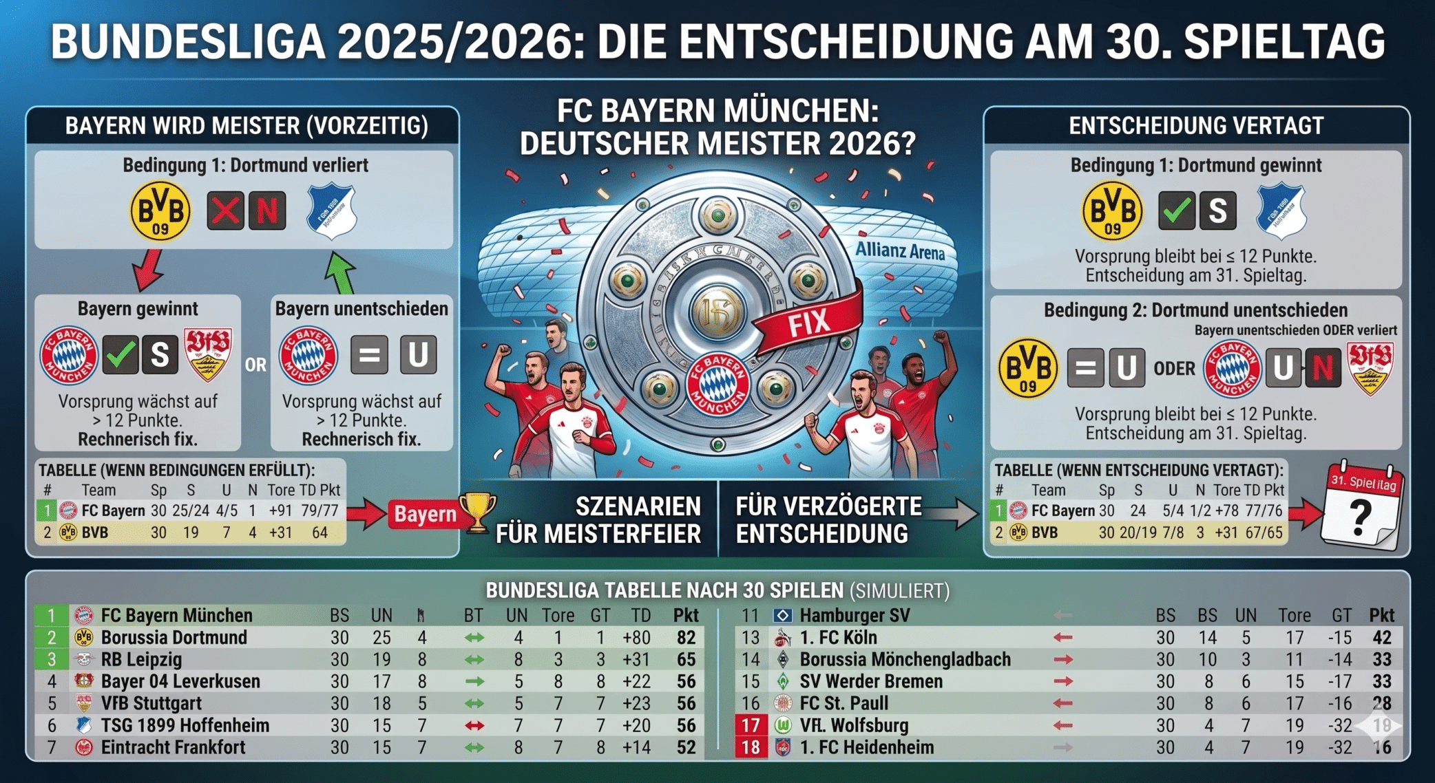 Bundesliga heute Tabelle: Wie wird der FC Bayern am nächsten Spieltag Deutscher Meister?
