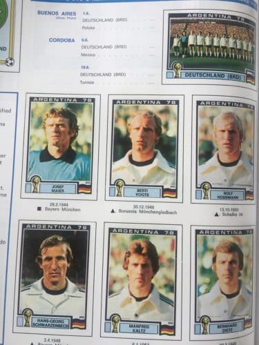 Blick in das Panini-Heft von 1978: die deutsche Nationalmannschaft!