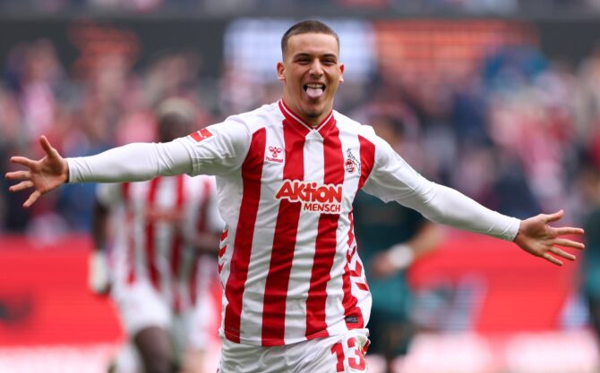 Said El Mala vom 1. FC Köln bejubelt seinen Elfmetertreffer zum 1:0 im Bundesliga-Spiel zwischen dem 1. FC Köln und dem SV Werder Bremen im RheinEnergieStadion in Köln am 12. April 2026. Dean Mouhtaropoulos / Getty Images