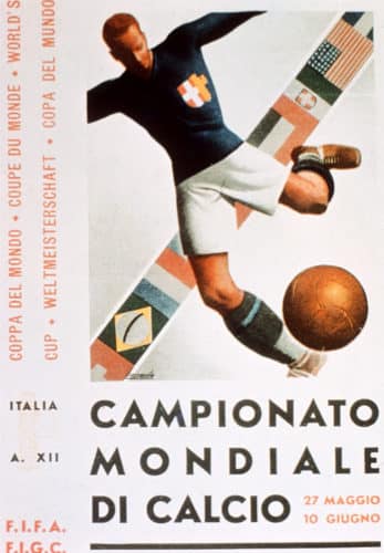 Das offizielle Poster der 2.Fußball-Weltmeisterschaft 1934 in Italien. AFP PHOTO / AFP PHOTO / FIFA / HO