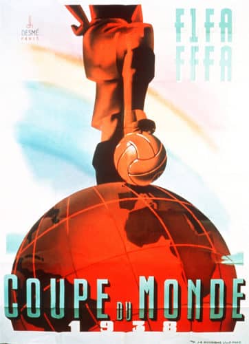 Offizielles Poster der 2.Fußball-Weltmeisterschaft 1938 in Frankreich. AFP PHOTO / AFP PHOTO / FIFA / HO