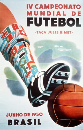 Das offizielle Poster der 4.Fußball-Weltmeisterschaft 1950 in Brasilien. AFP PHOTO / AFP PHOTO / FIFA / HO