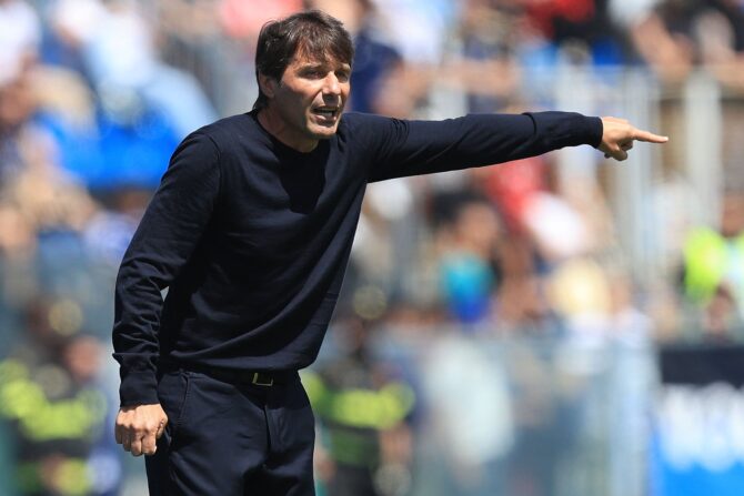 SSC-Napoli-Trainer Antonio Conte gestikuliert beim Serie-A-Auswärtsspiel gegen Pisa SC in der Arena Garibaldi am 17. Mai 2026. Unter Contes Führung beendete Napoli die Saison als einer der Titelanwärter. Gabriele Maltinti / Getty Images Europe via Getty Images