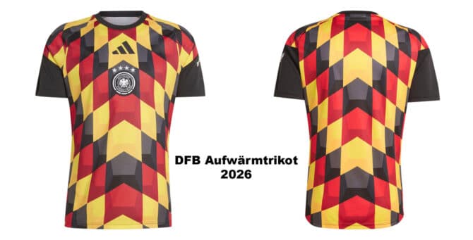 Das neue DFB Aufwärmtrikot zur WM 2026 ist da - Schwarz-Rot-Gold im Kachel-Look
