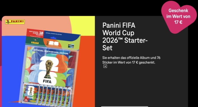 Kostenloses Panini StickerHeft bei der Telekom