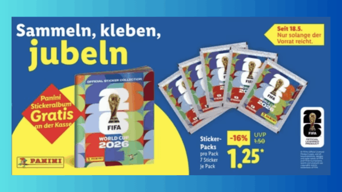 Wie bekomme ich Panini WM 2026 Sticker günstiger? Sparen bei Telekom, Rewe & Lidl