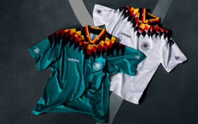 Adidas legt die DFB Retro WM 1994 Trikots neu auf! weiße Heimtrikots & grüne Auswärtstrikots