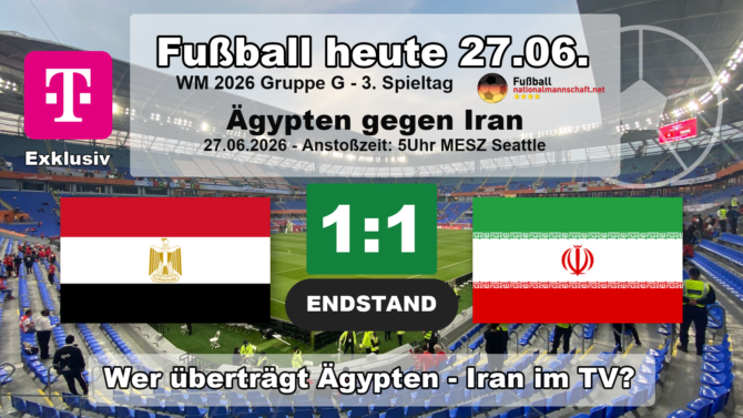 Fußball heute WM 2026: Endstand 1:1 - Ägypten gegen Iran, wer übertrug live im TV?