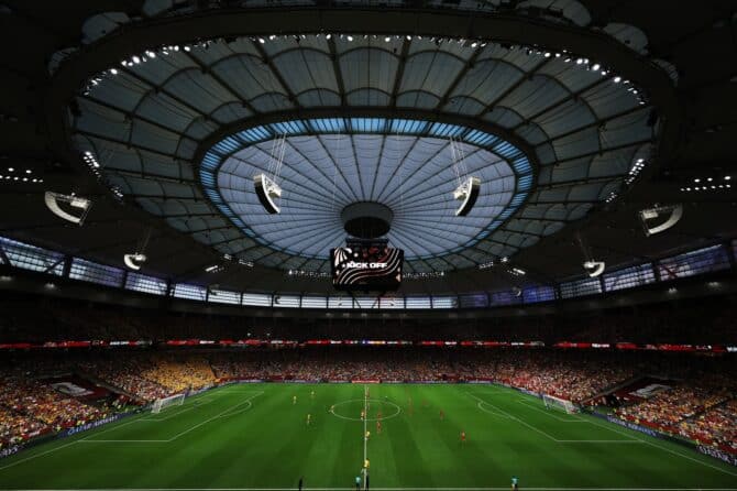 Blick in das überdachte BC Place beim Anstoß des WM-2026-Gruppenspiels der Gruppe D zwischen Australien und der Türkei in Vancouver, British Columbia, am 13. Juni 2026. Richard Heathcote / Getty Image