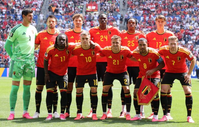 Die Spieler Belgiens stellen sich vor dem WM-Gruppenspiel gegen Ägypten zum Mannschaftsfoto auf. Die Partie der Gruppe G fand am 15. Juni 2026 im Seattle Stadium in Seattle, Washington, statt. Alex Grimm / Getty Images North America via Getty Images