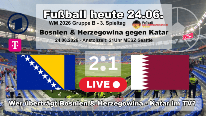 Fußball heute WM live MagentaTV: 2:1 - Wer überträgt Bosnien-Herzegowina gegen Katar?