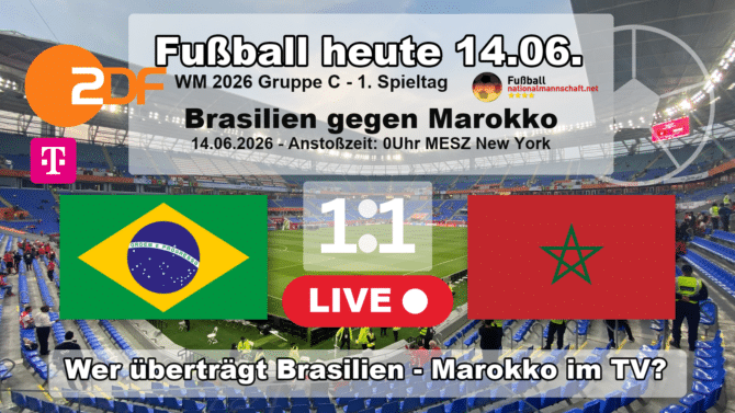 Fußball heute WM ZDF live im TV - Wer überträgt Brasilien gegen Marokko live im TV?