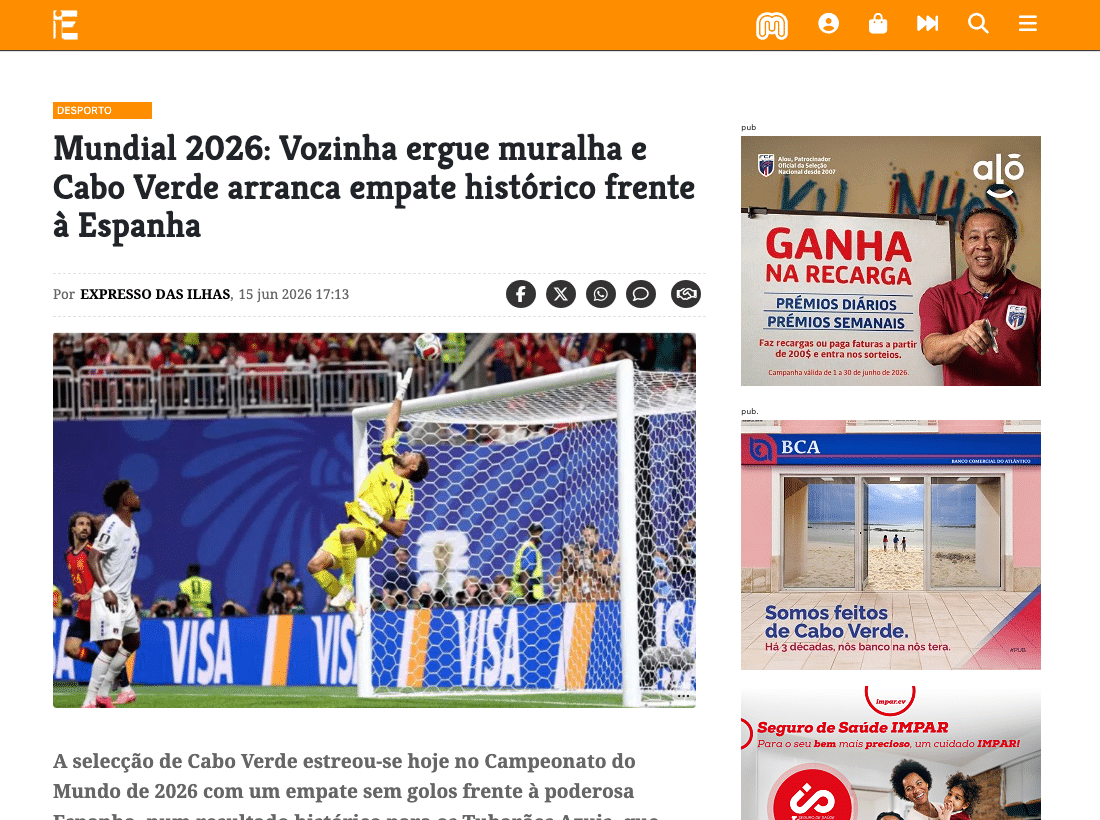 Screenshot Expresso das Ilhas zum Spiel Kap Verde gegen Spanien