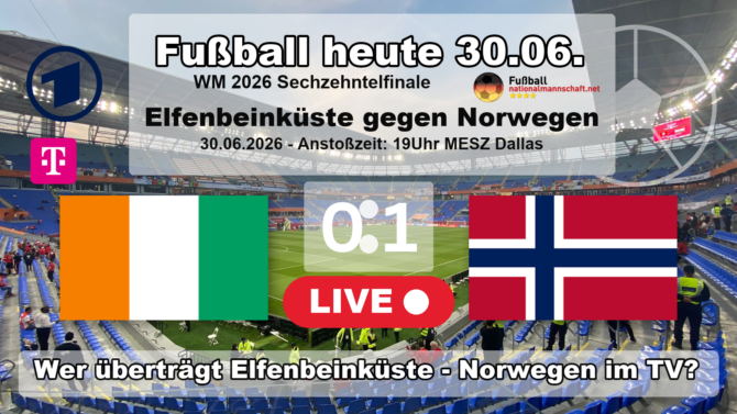 Fußball heute live - 0:1 - Wer überträgt Elfenbeinküste - Norwegen? ARD TV-Übertragung
