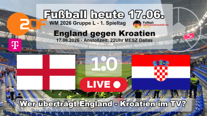 Fußball heute WM live im ZDF - 1:0 Wer überträgt England gegen Kroatien live im TV? Übertragung