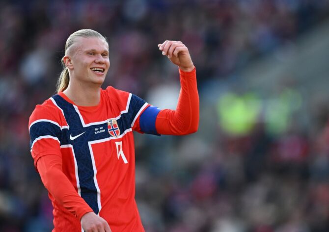 Norwegens Stürmer Erling Haaland reagiert während des Länderspiels gegen die Schweiz im Ullevaal-Stadion. Das Testspiel fand am 31. März 2026 in Oslo statt. Stuart Franklin / Getty Images