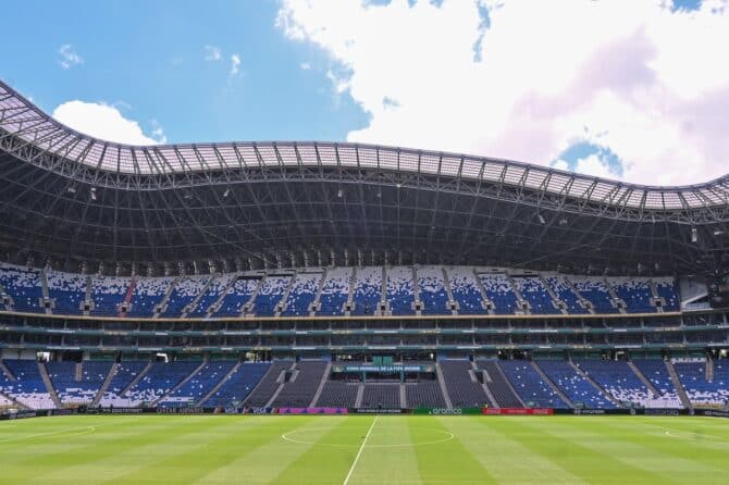 Blick auf die Tribünen des Estadio Monterrey, einen Tag vor dem WM-2026-Gruppenspiel der Gruppe F zwischen Schweden und Tunesien, aufgenommen am 9. Juni 2026 in Guadalupe, Mexiko. Azael Rodriguez / Getty Images