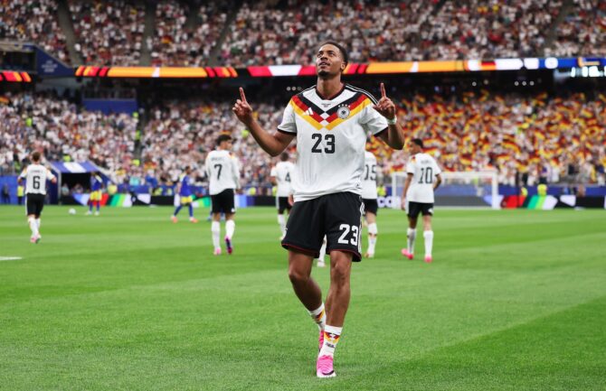 Felix Nmecha bejubelt das erste Tor der deutschen Mannschaft während des WM-2026-Gruppenspiels der Gruppe E gegen Curaçao im Houston Stadium in Houston, Texas, am 14. Juni 2026. Lars Baron / Getty Images