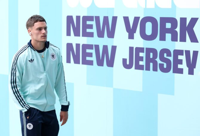 Der deutsche Offensivspieler Florian Wirtz kommt vor dem WM-Gruppenspiel der Gruppe E gegen Ecuador am New York New Jersey Stadium in East Rutherford an. Das Spiel wurde am 25. Juni 2026 ausgetragen. Alexander Hassenstein / Getty Images