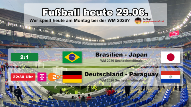 Fußball heute WM - Wer spielt heute am Montag 29.6. bei WM 2026? Die Sechzehntelfinale heute!