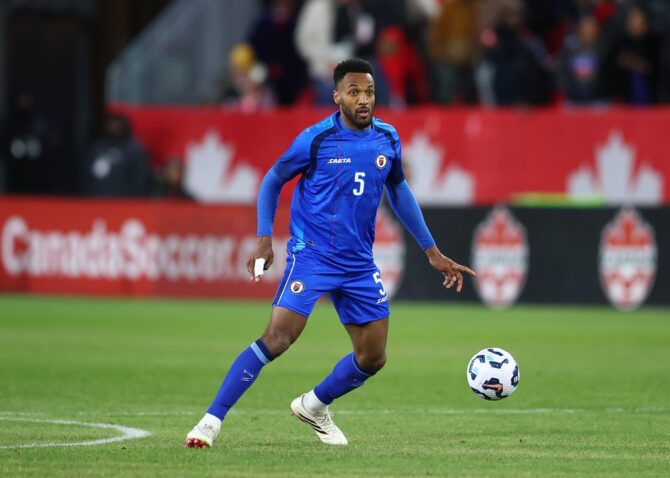 Hannes Delcroix im Dress der haitianischen Nationalmannschaft beim internationalen Testspiel gegen Tunesien am 28. März 2026 im BMO Field in Toronto, Kanada. (Vaughn Ridley / Getty Images)