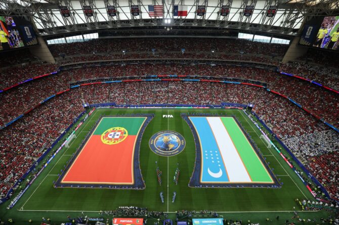 Blick ins Houston Stadium vor dem WM-2026-Gruppenspiel zwischen Portugal und Usbekistan. In der Arena in Houston, Texas, stieg am 23. Juni 2026 die Partie der Gruppe K. (Francois Nel / Getty Images)