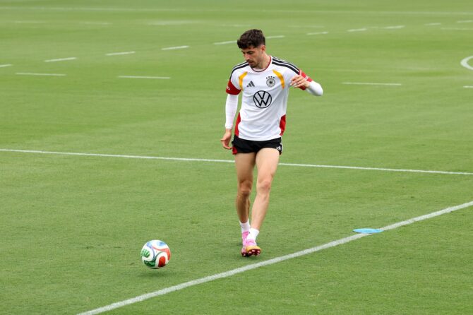 Kai Havertz beim Abschlusstraining der deutschen Nationalmannschaft am 10. Juni 2026 im W. Dennie Spry Soccer Stadium in Winston-Salem, North Carolina vor dem WM-Auftakt. (Alexander Hassenstein / Getty Images)