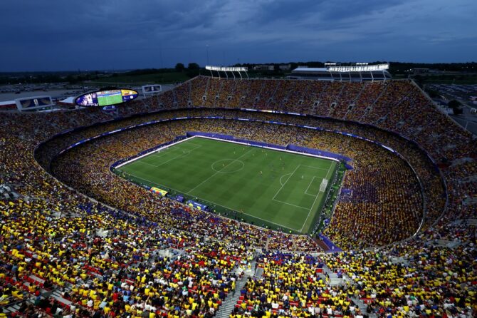 Blick in das gut gefüllte Stadion von Kansas City beim Gruppenspiel der Gruppe E zwischen Ecuador und Curaçao bei der WM 2026 am 20. Juni 2026 in Kansas City, Missouri. Michael Steele / Getty Images
