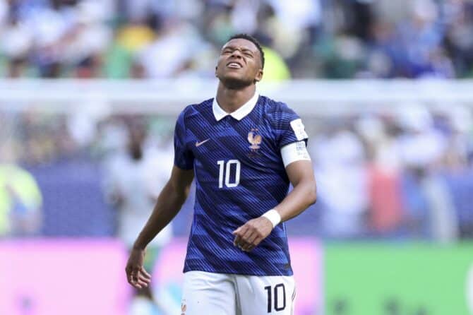 Frankreichs Kapitän Kylian Mbappé reagiert während des WM-Gruppenspiels der Gruppe I gegen Senegal. Die Partie fand am 16. Juni 2026 im New York New Jersey Stadium in East Rutherford statt. Kevin C. Cox / Getty Images