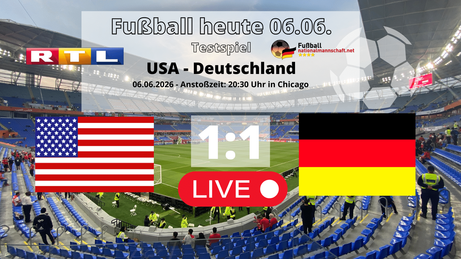 Fußball heute live bei RTL - 1:1 - Wer überträgt Länderspiel Deutschland - USA im Free-TV?