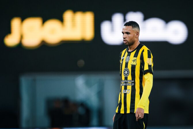 Youssef En-Nesyri von Al-Ittihad beim Spiel der Saudi Pro League gegen Al-Kholood. Die Partie fand am 4. Mai 2026 im Prince-Abdullah-Al-Faisal-Stadion in Dschidda statt. (Yasser Bakhsh / Getty Images Europe via Getty Images)