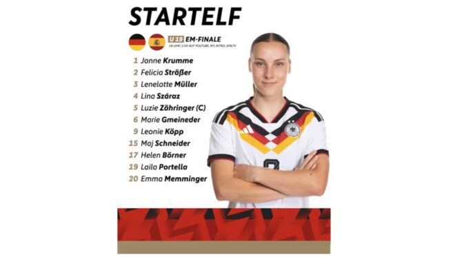 AufstellungenDie deutsche Startelf: Krumme - Sträßer, Müller, Száraz, Zähringer, Gmeineder, Köpp, Schneider, Börner, Portella, Memminger.