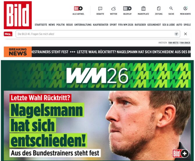 Julian Nagelsmann wird nach Informationen der Bild-Zeitung nach dem frühen WM-Aus als Fußball-Bundestrainer zurücktreten.