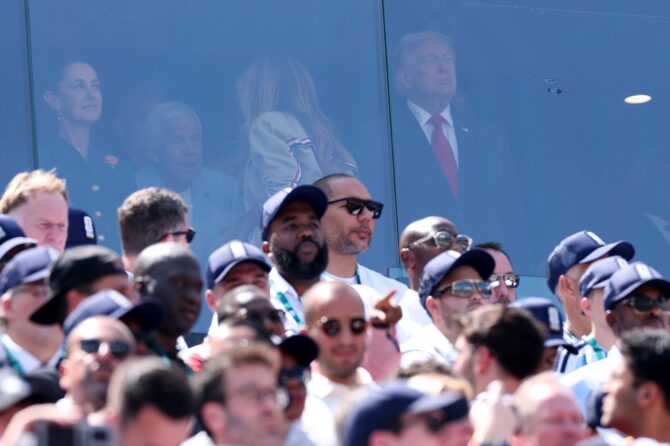 US-Präsident Donald Trump verfolgt am 19. Juli 2026 das WM-Finale zwischen Spanien und Argentinien im MetLife Stadium in East Rutherford. (Dan Mullan / Getty Images North America via Getty Images)