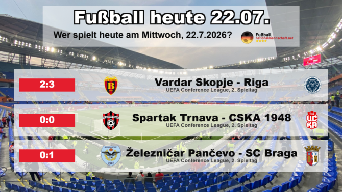 Fußball heute am 22. Juli 2026: Spielplan-Grafik mit allen Partien und Anstoßzeiten