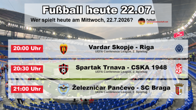 Fußball heute am 22. Juli 2026: Spielplan-Grafik mit allen Partien und Anstoßzeiten