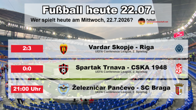 Fußball heute am 22. Juli 2026: Spielplan-Grafik mit allen Partien und Anstoßzeiten