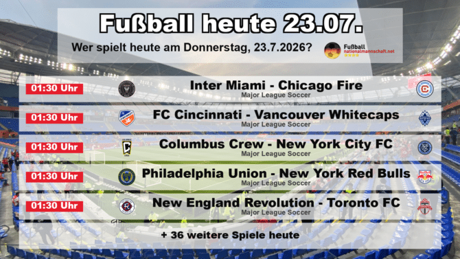 Fußball heute am 23. Juli 2026: Spielplan-Grafik mit allen Partien und Anstoßzeiten