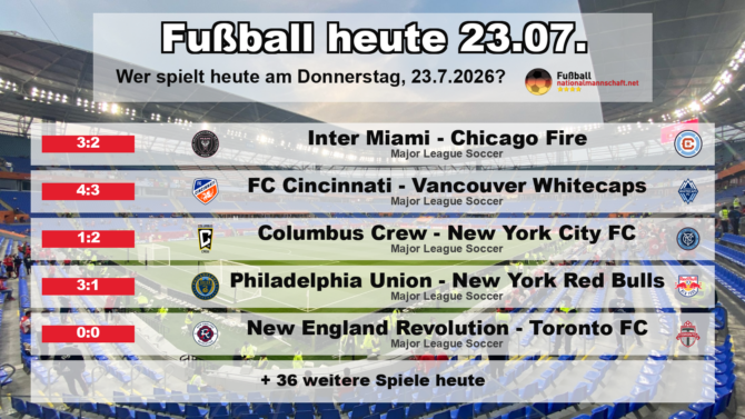 Fußball heute am 23. Juli 2026: Spielplan-Grafik mit allen Partien und Anstoßzeiten