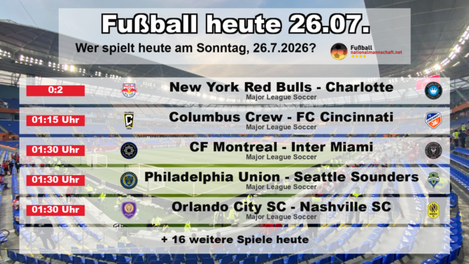 Fußball heute am 26. Juli 2026: Spielplan-Grafik mit allen Partien und Anstoßzeiten