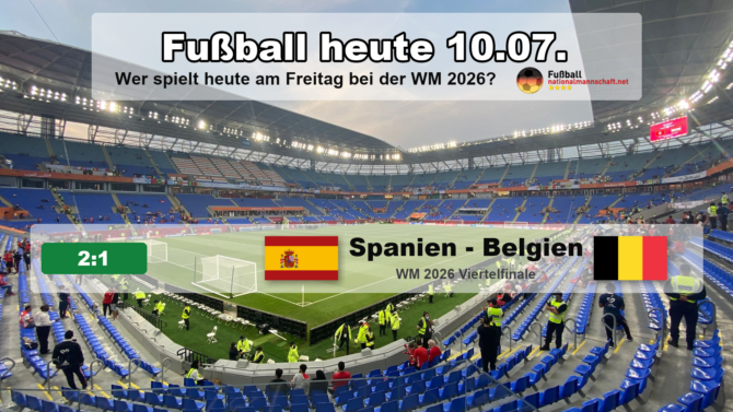 Fußball heute am 10. Juli 2026: Endstand des WM-2026-Viertelfinals Spanien gegen Belgien 2:1.