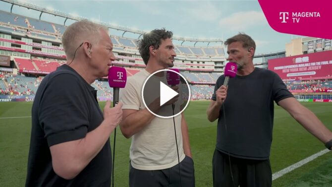 Jürgen Klopp und Mats Hummels analysieren bei MagentaTV Frankreichs Sieg gegen Marokko. (Screenshot: MagentaTV)