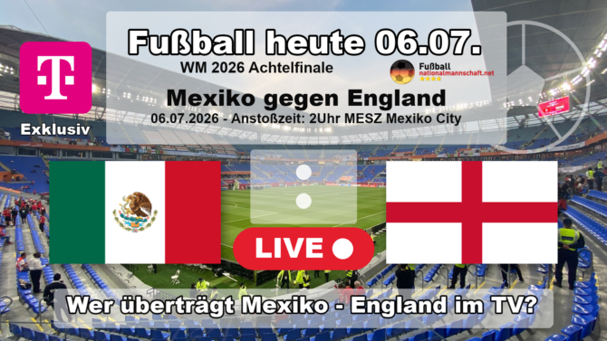 Wer überträgt Mexiko gegen England? Das WM 2026 Achtelfinale läuft exklusiv bei MagentaTV.